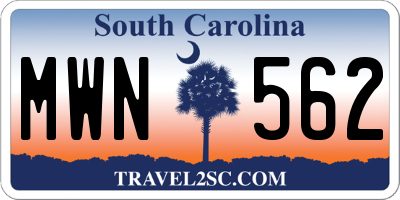 SC license plate MWN562