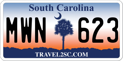 SC license plate MWN623