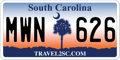 SC license plate MWN626