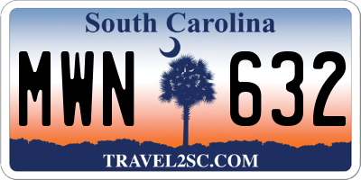 SC license plate MWN632