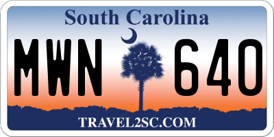 SC license plate MWN640