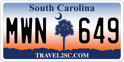 SC license plate MWN649