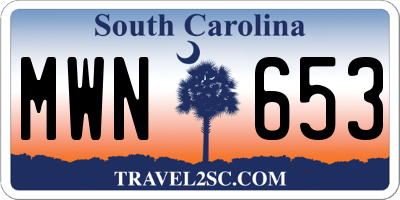 SC license plate MWN653