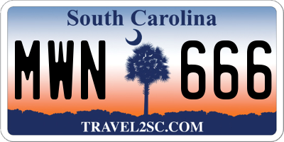 SC license plate MWN666