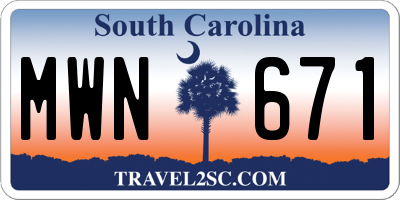 SC license plate MWN671