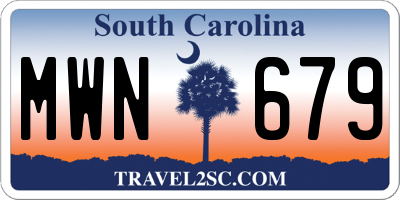 SC license plate MWN679