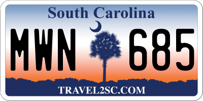 SC license plate MWN685