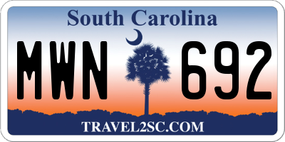 SC license plate MWN692