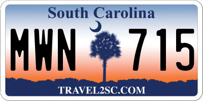 SC license plate MWN715