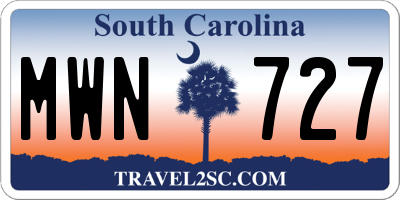 SC license plate MWN727