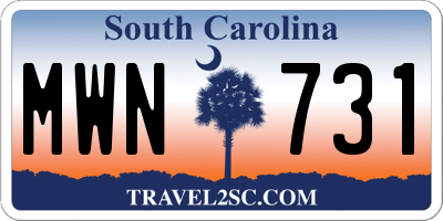 SC license plate MWN731