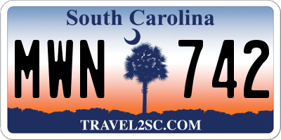 SC license plate MWN742