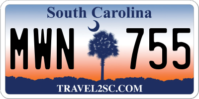 SC license plate MWN755
