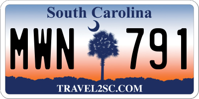 SC license plate MWN791