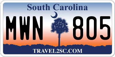 SC license plate MWN805