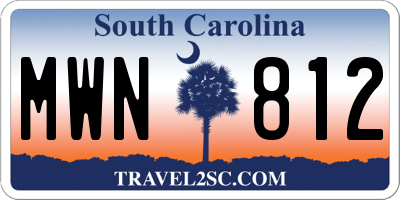 SC license plate MWN812