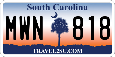 SC license plate MWN818