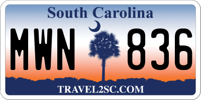 SC license plate MWN836