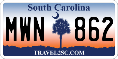 SC license plate MWN862