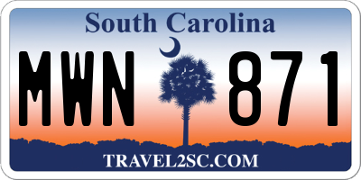 SC license plate MWN871