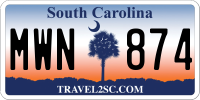 SC license plate MWN874