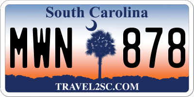 SC license plate MWN878