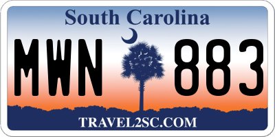 SC license plate MWN883