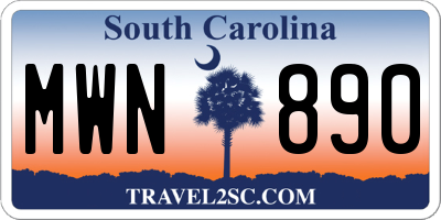 SC license plate MWN890