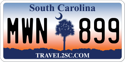 SC license plate MWN899