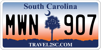SC license plate MWN907