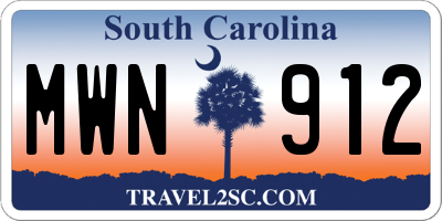 SC license plate MWN912