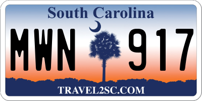SC license plate MWN917