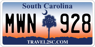 SC license plate MWN928