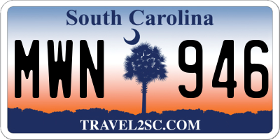 SC license plate MWN946