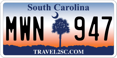 SC license plate MWN947