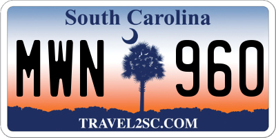 SC license plate MWN960
