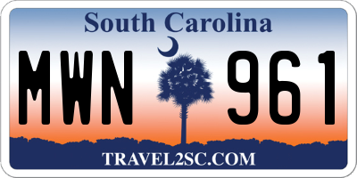 SC license plate MWN961