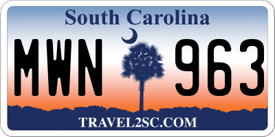 SC license plate MWN963