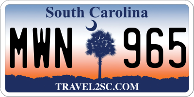 SC license plate MWN965