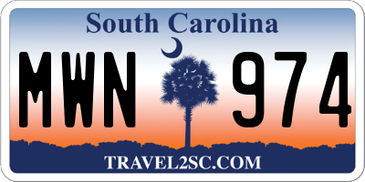 SC license plate MWN974