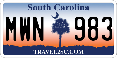 SC license plate MWN983