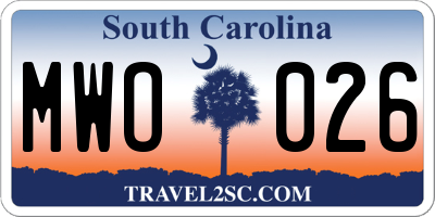 SC license plate MWO026