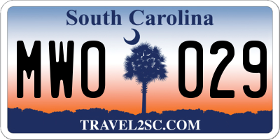 SC license plate MWO029