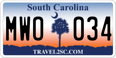 SC license plate MWO034