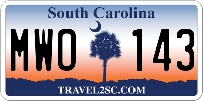 SC license plate MWO143
