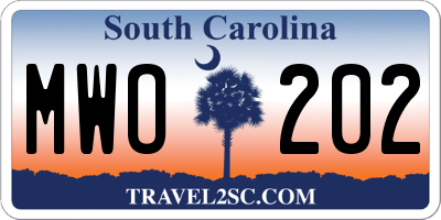 SC license plate MWO202