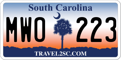SC license plate MWO223