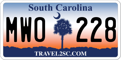 SC license plate MWO228