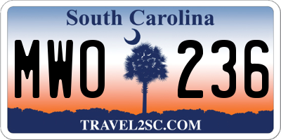 SC license plate MWO236