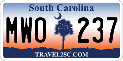 SC license plate MWO237